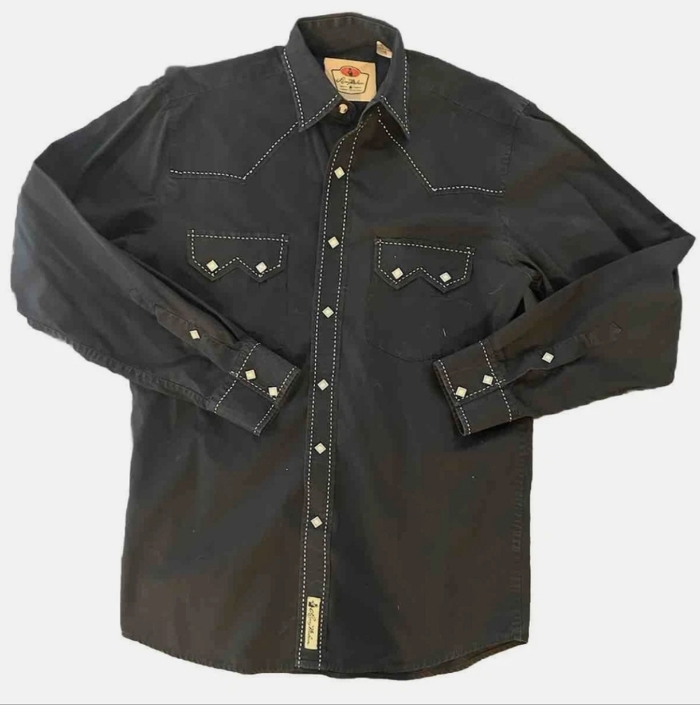 Larry Mahan Cowboy Collection Diamond Pearl Snap Button Long Sleeve Size L